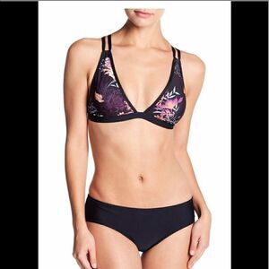 SPLENDID ELECTRIC BLOOM PRINT HALTER TOP, BLACK/PINK, SIZE: XS,‎ NWT